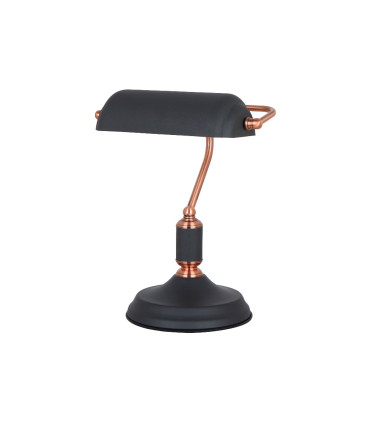 LAMPARA DE MESA TIPO BANQUERO E27 NEGRO + COBRE