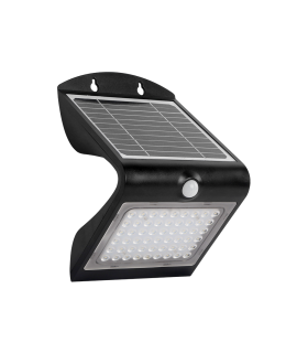 APLIQUE LED EXTERIOR SOLAR CON SENSOR DE PRESENCIA Y CREPUSCULAR IP65 4 W 4000K +3000K 120º SOLAR NEGRO