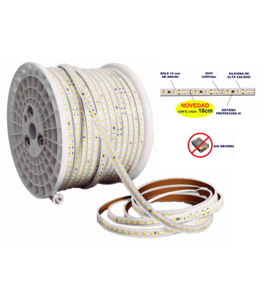 TIRA DE LED FLEXIBLE PROFESIONAL IP65 17W/MT 6500K 230V 12x4mm 120LED/MT FUNDA OPAL-MATE venta por metros