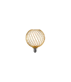 LAMPARA  GLOBO TIPO JAULA FILAMENTO LED ESPIRAL E27 4W 1800K DORADA