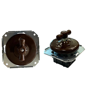 INTERRUPTOR CONMUTADOR EMPOTRAR PORCELANA MARRON 10A 250V SIN MARCO