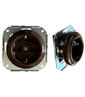 BASE EMPOTRAR PORCELANA MARRON 16A 250V SIN MARCO