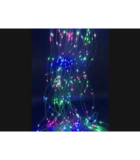 CASCADA 10 HILOS LUMINOSOS DE 20 LEDS CAMBIO DE COLOR  NYLON CABLE PLATA uso exterior 1,2W 5V 2metros IP44