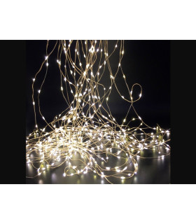 CASCADA 20 HILOS LUMINOSOS DE 20 LEDS BLANCO FRIO CABLE PLATA uso exterior 1,2W 6V 2metros IP44