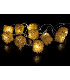 GUIRNALDA 10 LED CUADRADO ORO 0,6W 24V IP20 5,35METROS
