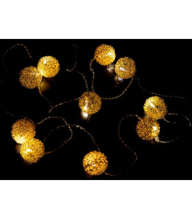 GUIRNALDA 10 LED REDONDO ORO 0,6W 24V IP20 5,80METROS