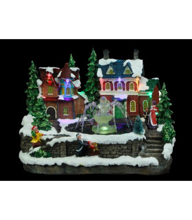 FIGURA NAVIDAD LED PUEBLO CON FUENTE CON BATERÍAS 3XAA 26x21x18.5cm 0,90W 2700K 4,5V IP20