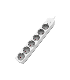 BASE MULTIPLE 6 TOMAS CON INTERRUPTOR 1.5 METROS BLANCA