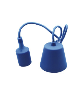 PORTALAMPARAS+CABLE FLORON 1M E27 SILICONA AZUL