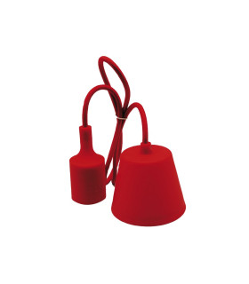 PORTALAMPARAS+CABLE FLORON 1M E27 SILICONA ROJO