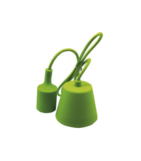 PORTALAMPARAS+CABLE FLORON 1M E27 SILICONA VERDE