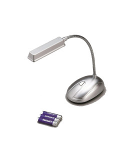 FLEXO LED MINI BATERIAS + USB 1W 6500K 100º 230V PLATA incluye 3 pilas AAA