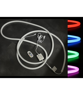 TIRA NEON LED IP67 REGULABLE 16W/MT 120LED/MT RGB CORTE CADA 50CM 230V  ROLLO 5 METROS 1.8MTS CABLE INICIAL