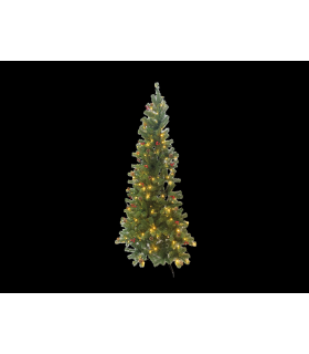 MEDIO ARBOL DE NAVIDAD DE PARED  DECORACION PIÑAS BOLITAS ROJAS 190 LEDS 6W 2700K 230V IP44 alto 210cm ancho 126cm