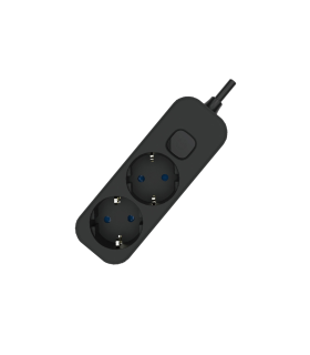 BASE MULTIPLE 2 TOMAS CON INTERRUPTOR 1.5 METROS NEGRA