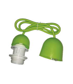 CONJUNTO PORTALÁMPARAS CABLE FLORÓN CON ROSCA  E27 1M VERDE