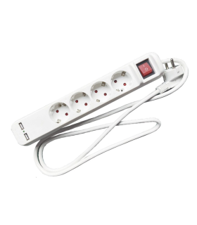 BASE 4 TOMAS CABLE 1.5 METROS 3X1.5 CON 2 USB