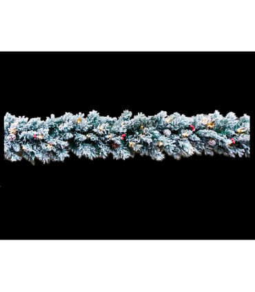 BOA NAVIDEÑA DECORACION PIÑAS BOLITAS ROJAS Y NIEVE 30 LEDS 0,68W 2700K 3x1,5V IP20 largo 180cm baterias 3xAA