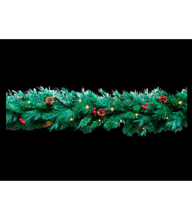 BOA NAVIDEÑA DECORACION PIÑAS BOLITAS ROJAS 30 LEDS 0,68W 2700K 3x1,5V IP20 largo 180cm baterias 3xAA