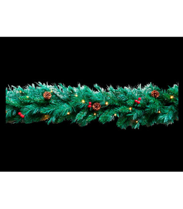 BOA NAVIDEÑA DECORACION PIÑAS BOLITAS ROJAS 30 LEDS 0,68W 2700K 3x1,5V IP20 largo 180cm baterias 3xAA