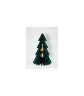 ARBOL DE NAVIDAD EN PAPEL VERDE 50CM CON LED BATERIAS 3XAA ( NO INCLUIDAS) CON TEMPORIZADOR 6H/18H