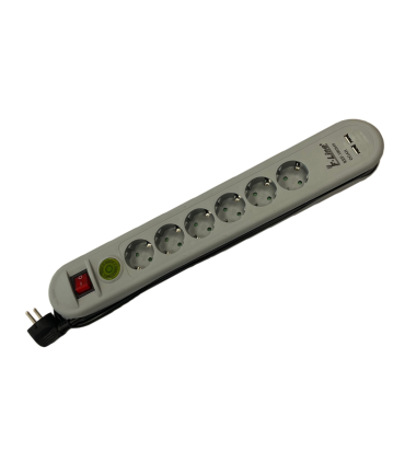 BASE 6 TOMAS +CABLE CON PROTECCION Y 2 USB