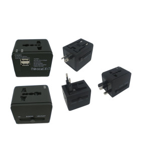CLAVIJA ADAPTADOR VIAJE UNIVERSAL 2 USB