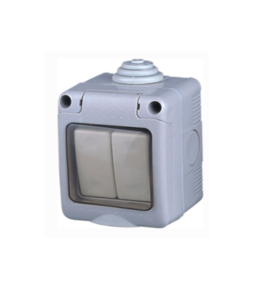 DOBLE CONMUTADOR ESTANCO DE SUPERFICIE 16A/250V IP55 CON TAPA DE PLASTICO