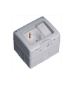 BASE  2P+T 10-16A/250V + CONMUTADOR ESTRECHO  ESTANCO DE SUPERFICIE 16A/250V IP55 CON TAPA DE PLASTICO