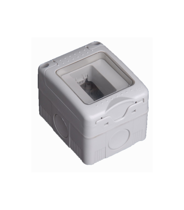 CAJA DE SUPERFICIE ESTANCA PARA 1 MODULO CON TAPA DE PLASTICO IP55