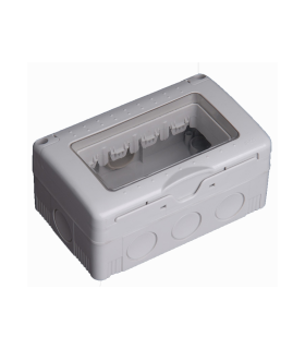 CAJA DE SUPERFICIE ESTANCA PARA 4 MODULOS CON TAPA DE PLASTICO IP55