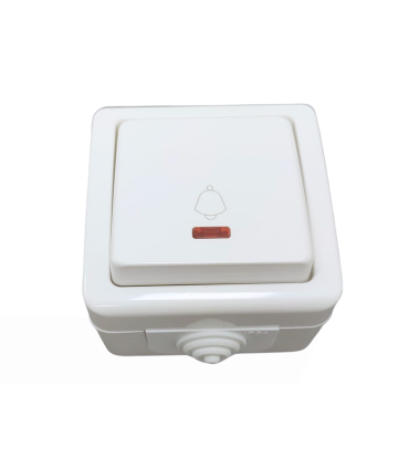 PULSADOR DE SUPERFICIE EXTERIOR IP54 CON INDICADOR LUMINOSO 10A 250V BLANCO