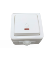 PULSADOR DE SUPERFICIE EXTERIOR IP54 CON INDICADOR LUMINOSO 10A 250V BLANCO