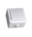 DOBLE CONMUTADOR DE SUPERFICIE DE EXTERIOR IP54 10A 250V BLANCO