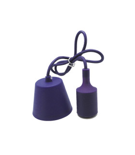 PORTALAMPARAS+CABLE FLORON 1M E27 SILICONA MORADO