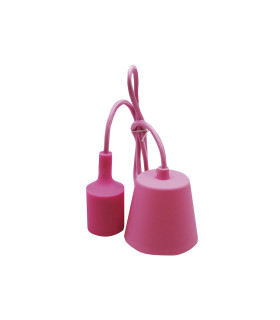 PORTALAMPARAS+CABLE FLORON 1M E27 SILICONA ROSA