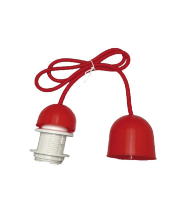 CONJUNTO PORTALÁMPARAS CABLE FLORÓN CON ROSCA  E27 1M ROJO