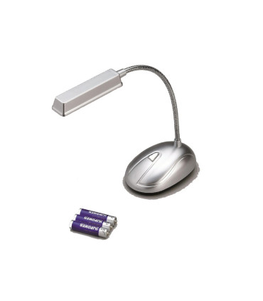 FLEXO LED MINI BATERIAS + USB 1W 6500K 100º 230V PLATA incluye 3 pilas AAA