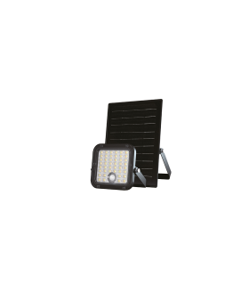 PROYECTOR LED SOLAR CON SENSOR CREPUSCULAR Y DE MOVIMIENTO IP65 CON CONTROL REMOTO 10W 1500Lm CAMBIO DE TONO 4000K/6000K