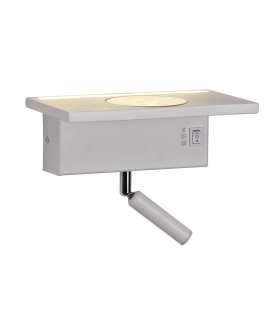 APLIQUE PARED LED CON USB + CARGADOR INALAMBRICO 5+3W 3000K  BLANCO