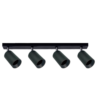 APLIQUE LED TUBULAR DIRECCIONABLE NEGRO  4XGU10 AROS DORADOS INTERCAMBIABLES