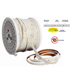 TIRA DE LED FLEXIBLE PROFESIONAL IP65 17W/MT 6500K 230V 12x4mm 120LED/MT FUNDA OPAL-MATE venta por metros