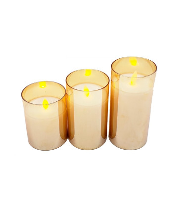 SET DE 3 VELAS DORADAS CON BATERIAS ( NO INCLUIDAS)