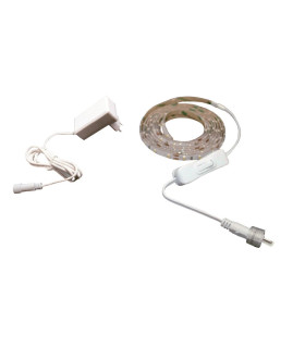 TIRA LED DOMESTICA IP44 BLISTER 14W 3000K  12V 3MTx8MM 60LED/MT LED35x28 con transformador+ interruptor