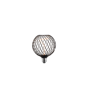 LAMPARA  GLOBO TIPO JAULA FILAMENTO LED ESPIRAL E27 4W 1800K NEGRA