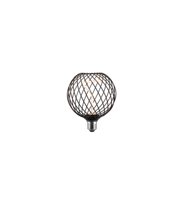LAMPARA  GLOBO TIPO JAULA FILAMENTO LED ESPIRAL E27 4W 1800K NEGRA