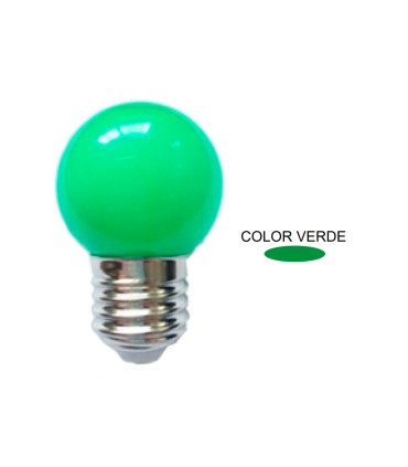 LAMPARA ESFERICA LED VERDE IP44 ESPECIAL GUIRNALDA E27 0,5W 270º 230V