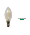 LAMPARA VELA FILAMENTO LED VERDE E14 1,5W 360º 230V