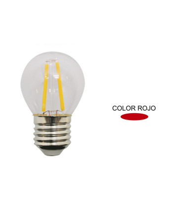 LAMPARA ESFERICA FILAMENTO LED ROJA E27 1,5W 360º 230V