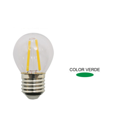 LAMPARA ESFERICA FILAMENTO LED VERDE E27 1,5W 360º 230V
